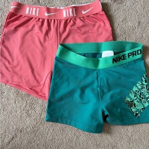 Nike Pink and Green Shorts set of 2